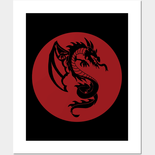 Red Circle Tribal Dragon Wall Art by ZeichenbloQ